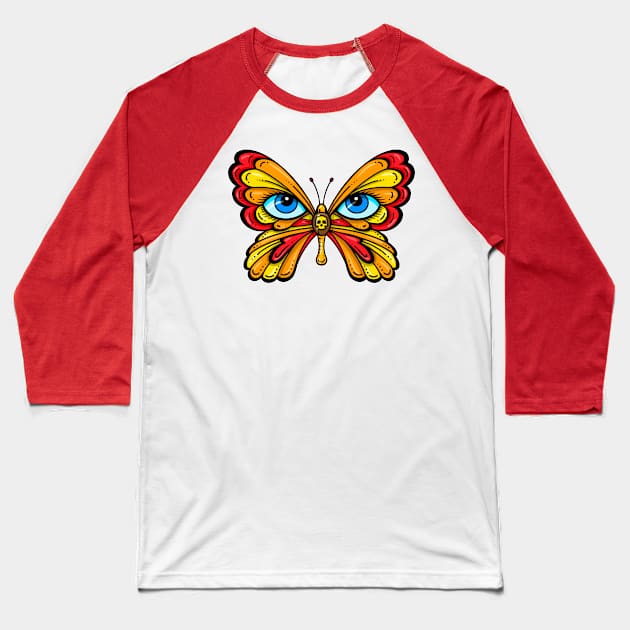 Butterfly Eyes Baseball T-Shirt by Laughin' Bones